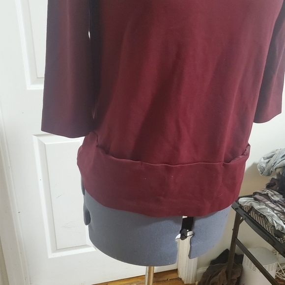 J. Jill Ponte 3/4 Sleeve Top Burgundy Red Size Small - Picture 4 of 6